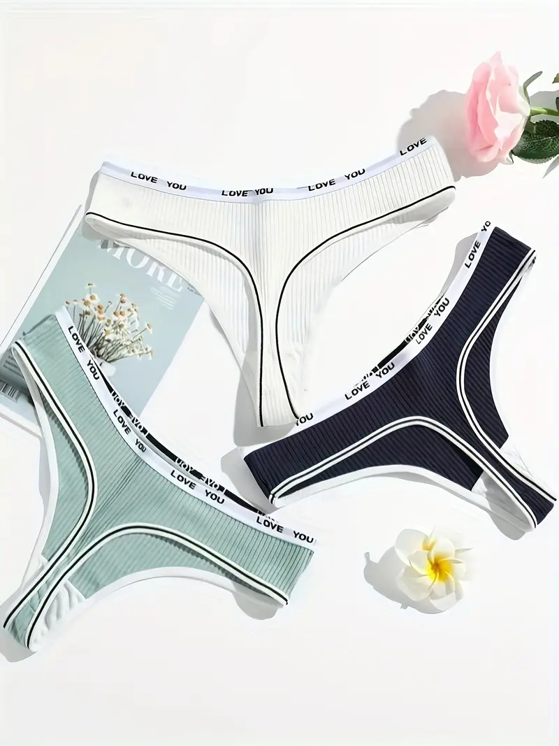 Lot de 3 Strings pour Femme - Respirants, Culottes en V Sexy taille M