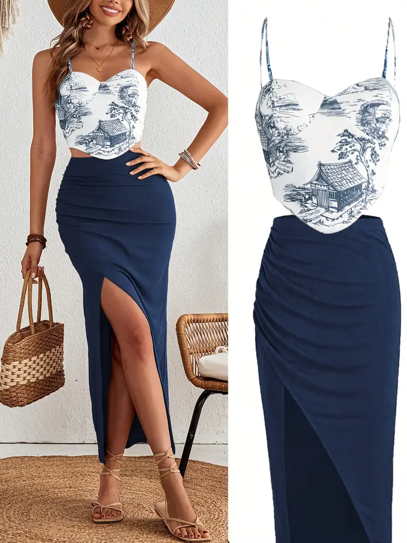 Ensemble haut & jupe bleu - taille XL