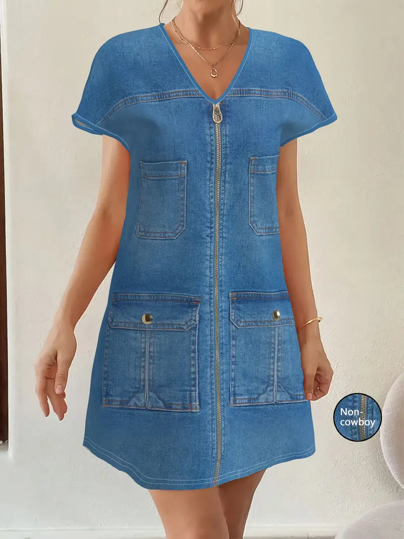 Robe été jean bleu manches courtes taille XL