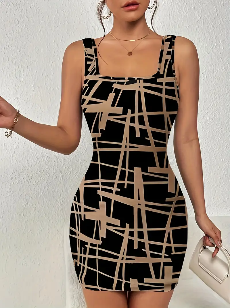 Robe Imprimé Noir Doré mi-longue sans manches taille XXL