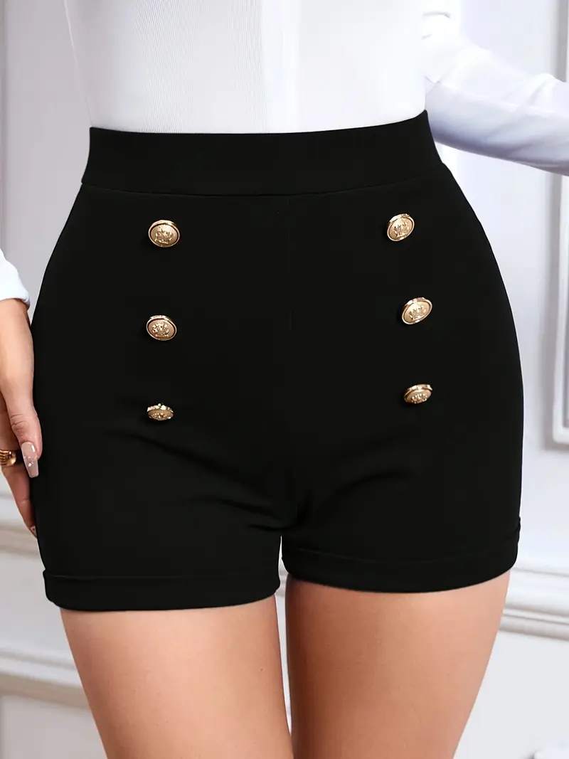 Shorts à taille haute noir à double boutonnage taille L