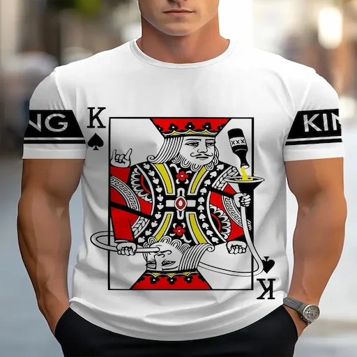 T-shirt graphique King of Hearts pour homme Taille L,XL,XXL